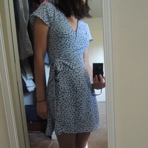 Blue Floral Wrap Dress